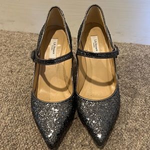 LK Bennett London size 37.5 dark silver metallic pumps